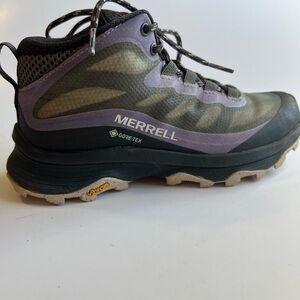 Merrell Moab Speed Mid Gore-Tex Womens Size 6.5 Wide Hiking Shoes Purple Green